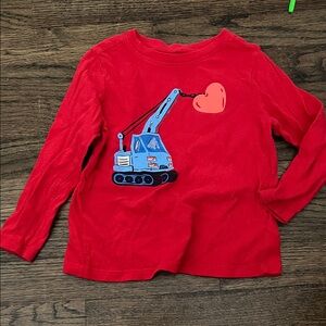 Old Navy Red Long Sleeve Tee with Crane and Heart